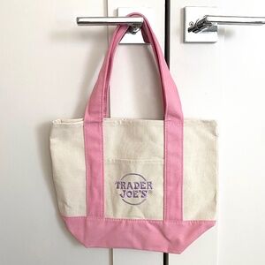 NWT! Trader Joe’s Mini Pastel Canvas Tote - Pink (VIRAL Sold Out Bag)